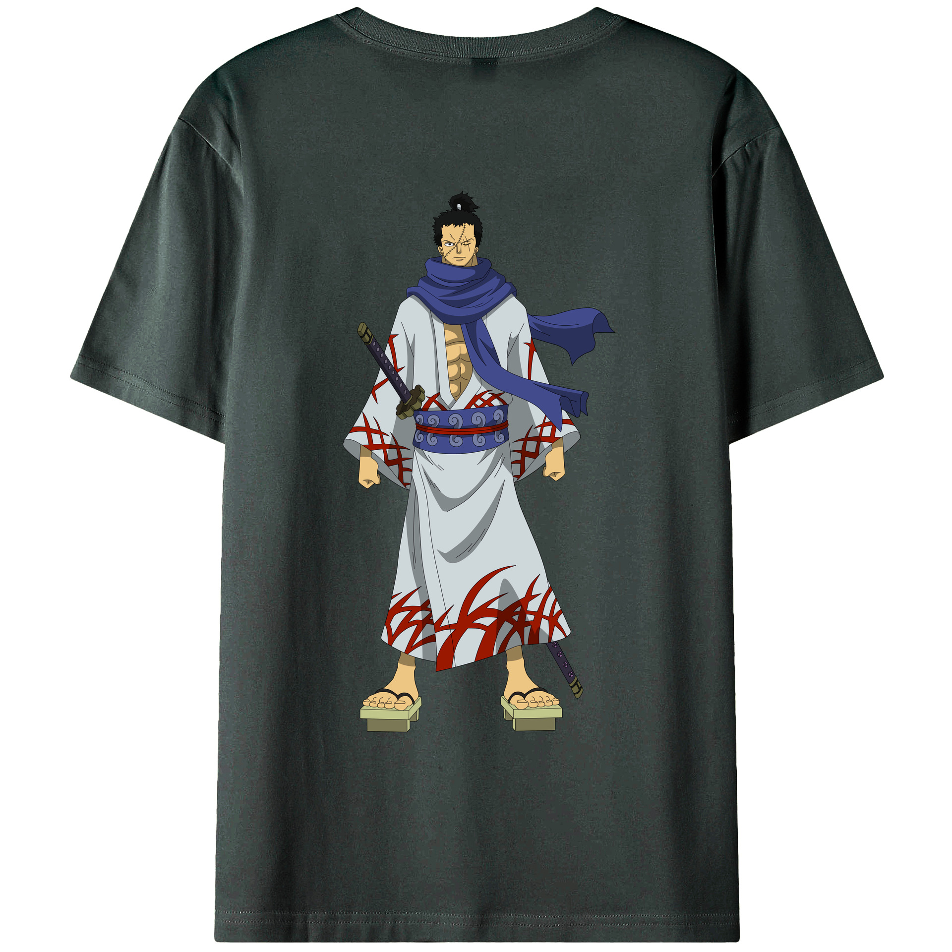 ワンピース ロロノア・ゾロ ONE PIECE Roronoa Zoro 綿100％ メンズ半袖Tシャツ（バックプリント） 通気性